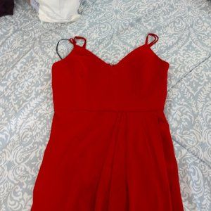 Red Lulus Midi Angled Hem Dress